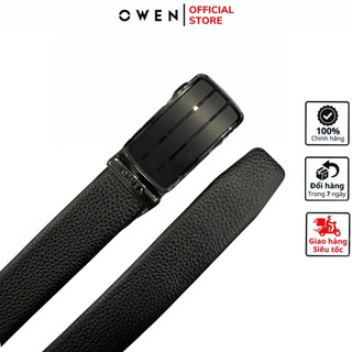Thắt lưng da nam cao cấp OWEN BELT232612 dây màu đen Da bò thật 100% Thắt lưng không phồng rộp,bong tróc. mặt khóa trượt