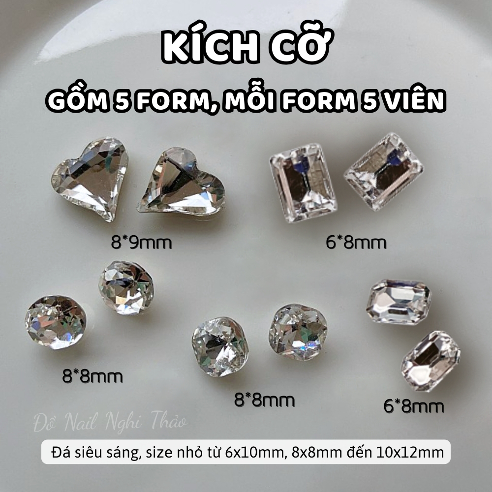 Đá khối nail siêu sáng mix 25 viên size nhỏ NGHI THẢO