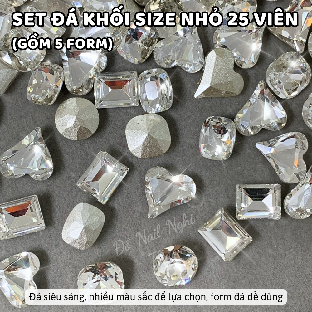 Đá khối nail siêu sáng mix 25 viên size nhỏ NGHI THẢO