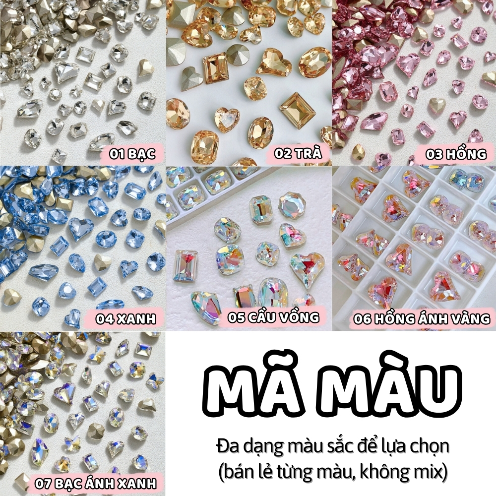 Đá khối nail siêu sáng mix 25 viên size nhỏ NGHI THẢO