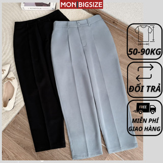Quần bigsize nữ đi chơi sang chảnh kiểu baggy nút bọc vải tuyết mưa MON big size 50 - 90kg