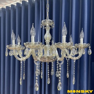 Đèn chùm pha lê monsky tirce 8 tay hiện đại trang trí nội thất sang trọng [ảnh video thật 100%