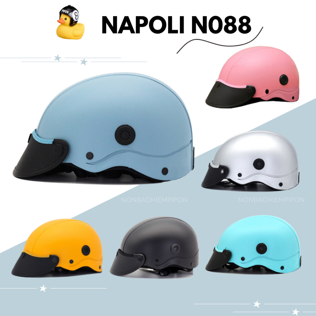 Mũ Bảo Hiểm 1/2 Đầu Napoli N088 New lớp đệm lót và lỗ thông gió (FreeSize 52-58cm) - Bảo Hành 12 Tháng