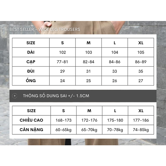 Quần Âu Cạp Cao Form Rộng - Best Seller Wide Leg Trousers B Brown