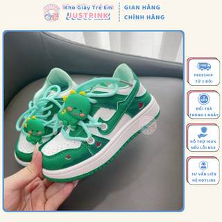 Giày Thể Thao Trẻ Em Thời Trang Xanh Lá dây cột đính hình khủng long cho bé 3 đến 12 tuổi - JP16