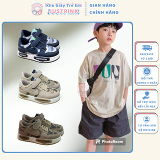 Giày Thể Thao Bé Trai thời trang họa tiết rằn ri Camouflage êm chân có quai dán tiện dụng cho bé trai 3 - 12 tuổi - JP09