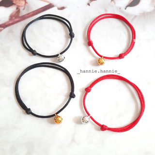 🍀 (Bạc/Vàng) Vòng tay vòng chân chỉ đỏ đen may mắn chuông - Dây đeo nam nữ đơn giản