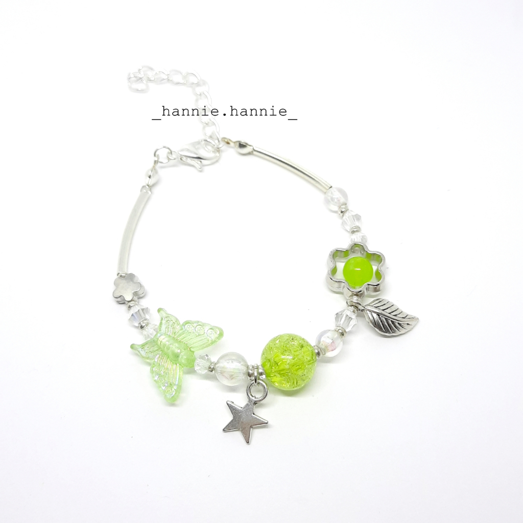 Lenora - Vòng tay charm kim loại mix đá tuyết y2k handmade khoá thép không gỉ