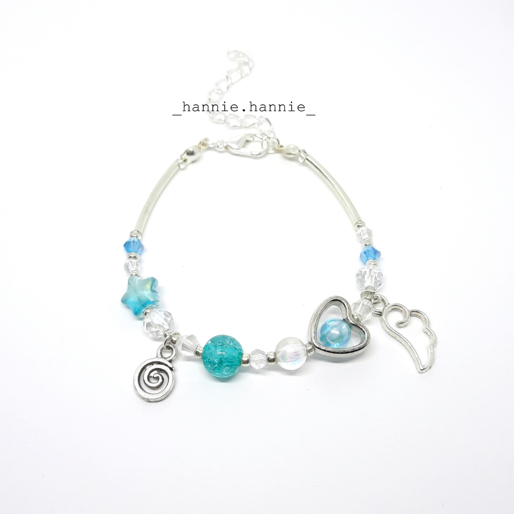 Lenora - Vòng tay charm kim loại mix đá tuyết y2k handmade khoá thép không gỉ