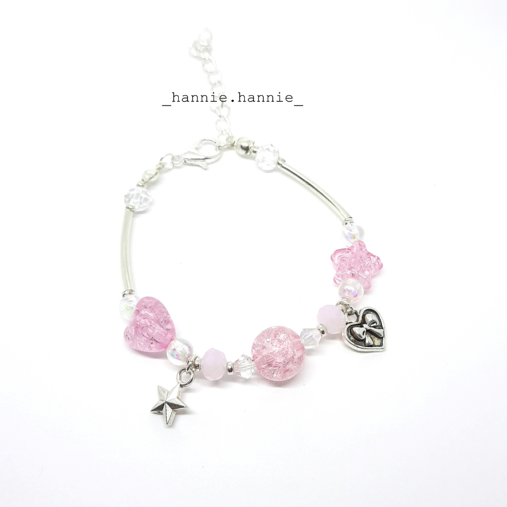 Lenora - Vòng tay charm kim loại mix đá tuyết y2k handmade khoá thép không gỉ