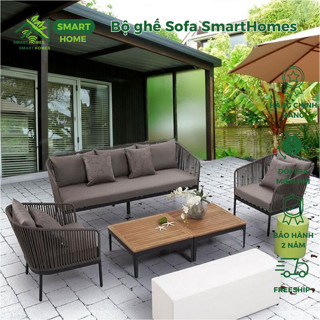 Bộ Ghế sofa SMARTHOMES Mây nhựa cao cấp Decor phòng khách, ban công sang trọng