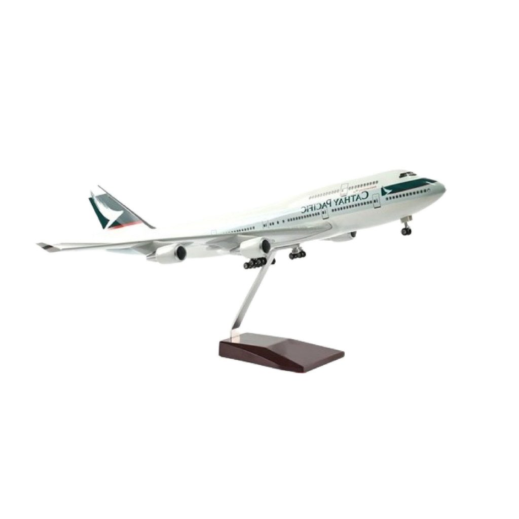 Mô hình máy bay Cathay Pacific Airlines Boeing B747 47cm có đèn led tự động theo tiếng vỗ tay hoặc c