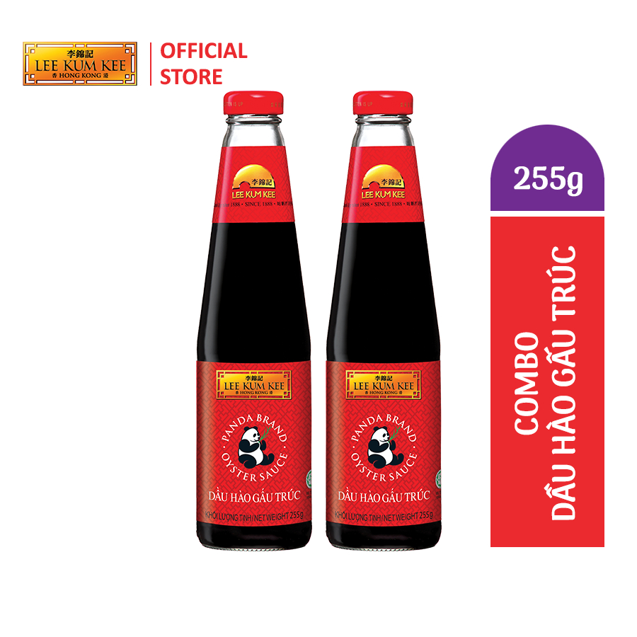 Dầu hào Lee Kum Kee Panda Brand Oyster Sauce (Combo 2 chai 255g) hiệu gấu trúc với chiết xuất hào chọn lọc 11%