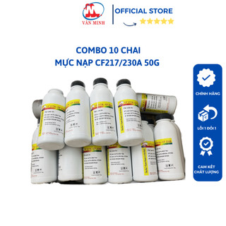 Combo 10 chai mực nạp cf217a/230a, mực đổ cho hộp mực 17a dùng cho máy in hp lj mfp m130fn m102w m130fw, trọng lượng 50g