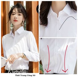  Áo Sơ Mi Trắng Nữ Tay Dài Sơ Mi Nữ Chiết Eo Rymola Áo Trắng Công Sở Giấu Nút Sơmi Kiểu Công Sở Bigsize Không Nhăn 