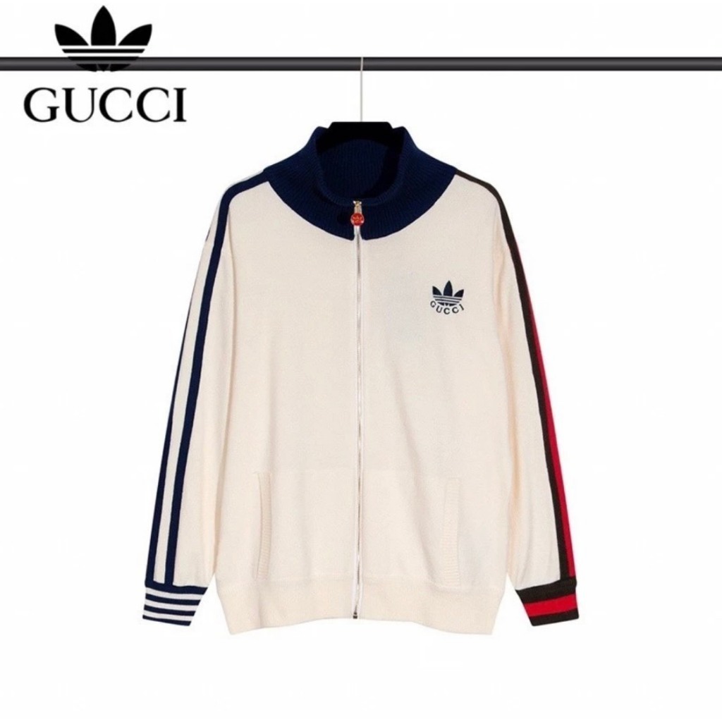 Áo Khoác Thể Thao Adidas Phối Gucci Logo Thêu Cao Cấp Bản Xịn - Áo Khoác Nỉ Cổ Cao Phong Cách Boy Phố 2024