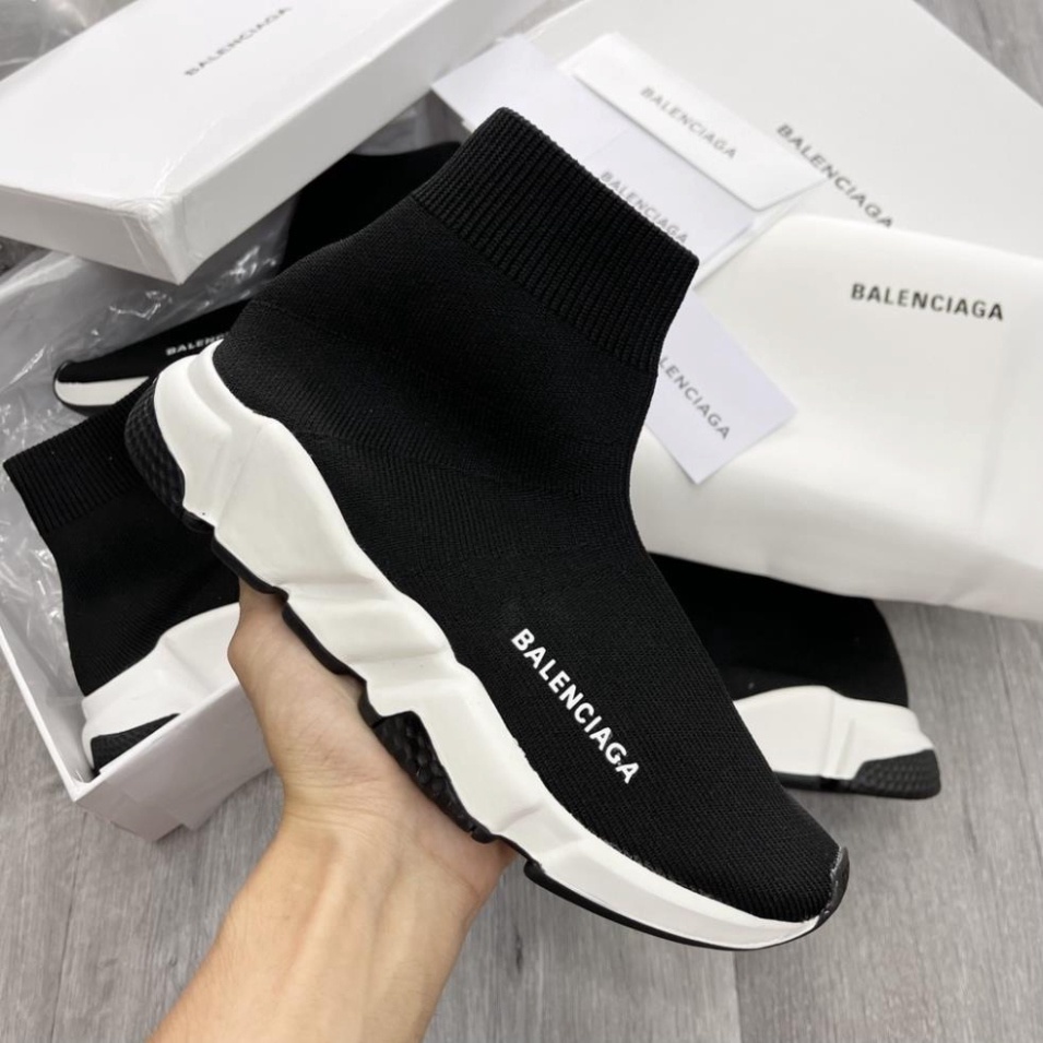 Giày_Balenciagaa đen cổ chun, Giày balen speed trainer vải cổ cao nam nữ Hàng cao cấp Trung Full Box Bill.