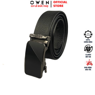 Thắt lưng da nam cao cấp OWEN BELT232613 dây màu đen Chất Liệu Da Bò Thật nhập khẩu Thắt lưng mặtkhóa trượt tự động Thắt