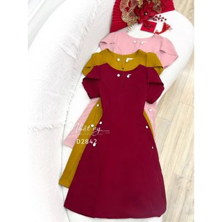 Đầm dự tiệc bigsize Maihouse cổ tròn tay bồng kiểu form dáng xoè chất lụa phù hợp công sở đi dạo cafe sang chảnh - D2942