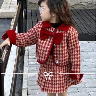 Sét dạ bé gái kẻ caro kèm chân váy