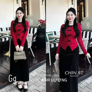 Sét bộ váy áo gân tăm 2 món hot