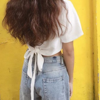 Áo Croptop Cổ Vuông ngắn tay Cột Nơ Sau Lưng loại xịn nhà may kĩ H3-2 áo crt croptop chất đũi