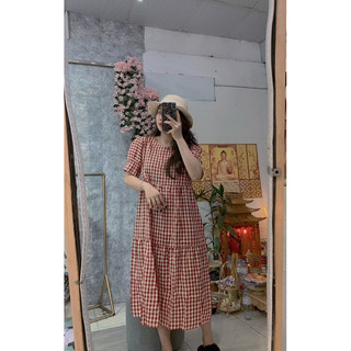 Đầm bầu đẹp caro công sở dễ thương