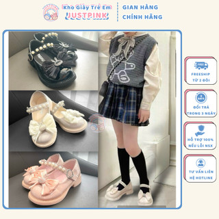Giày Búp Bê Da Bé Gái Da PU đế siêu êm có quai dán tiện dụng cho Bé Gái từ 3 đến 12 tuổi - JP32