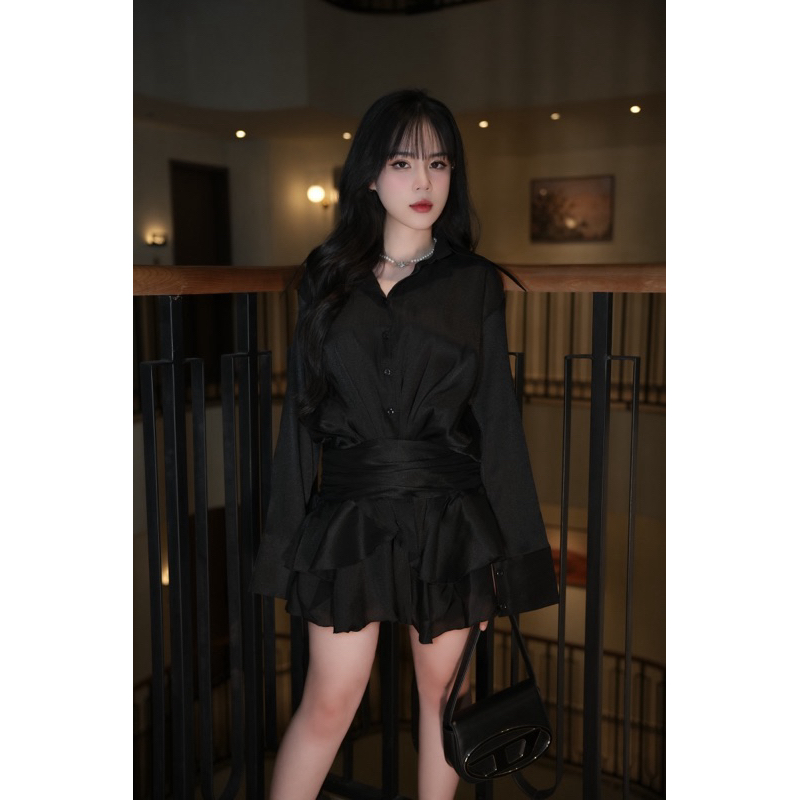 (Naomi Set) Áo sơ mi + Chân váy liền thân