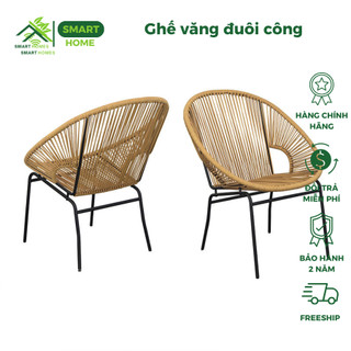Ghế văng đuôi công HEALHHOMES dây nhựa khung thép cao cấp decor ban công quán cafe sân vườn bảo hành 24 tháng