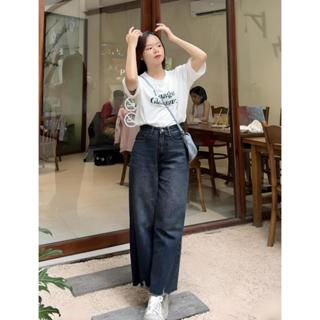 [Vải QC Cao Cấp]Quần Jean Ống Rộng Form Lửng Tua Rua Pants Nữ Denim Women Ong