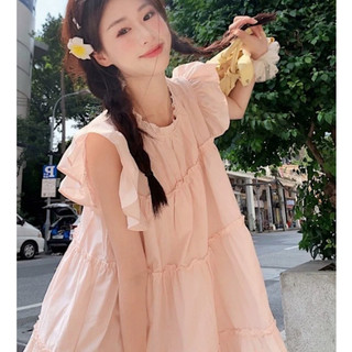 Váy babydoll cổ bèo phong cách tiểu thư, đầm xòe ulzzang 2 tầng chất liệu thô nến mềm DELIZ STUDIO