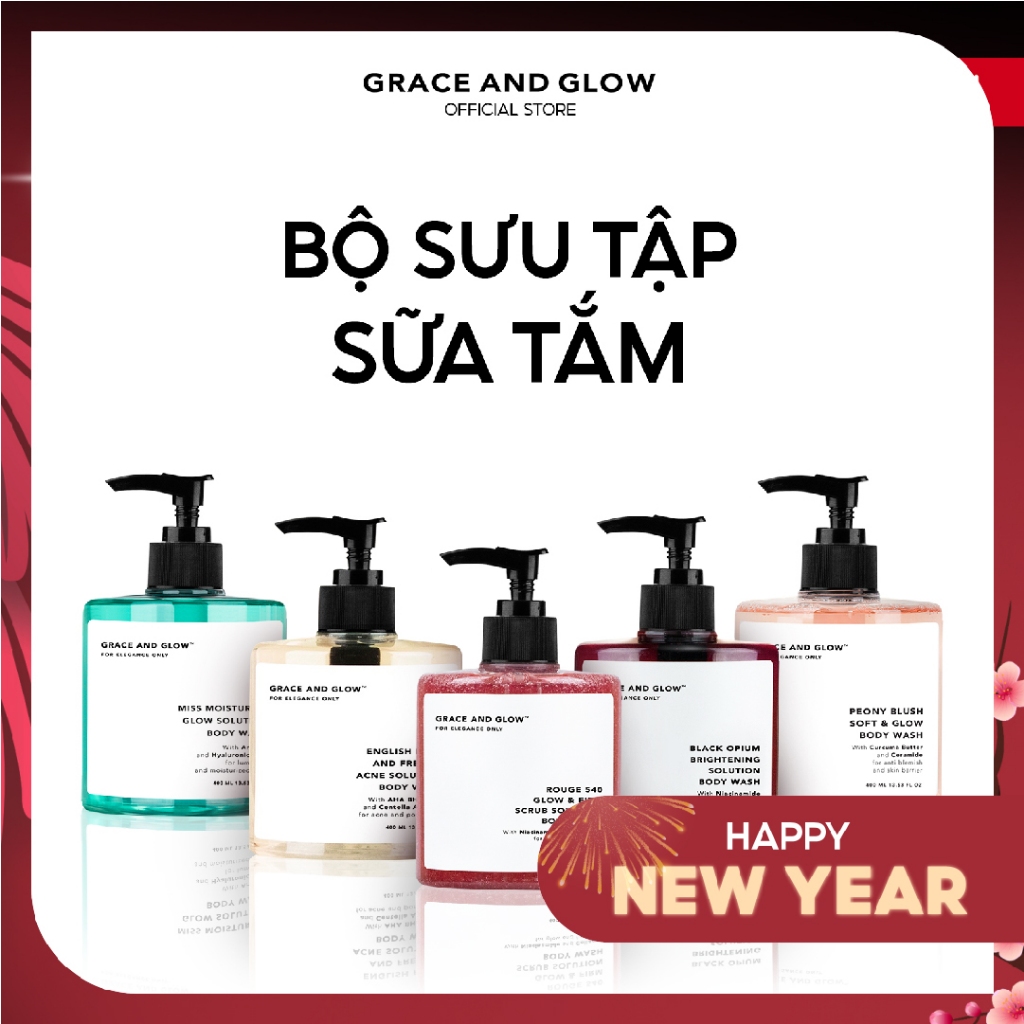 Sữa tắm trắng da dưỡng ẩm tẩy da chết GRACE AND GLOW Body Wash 400ml