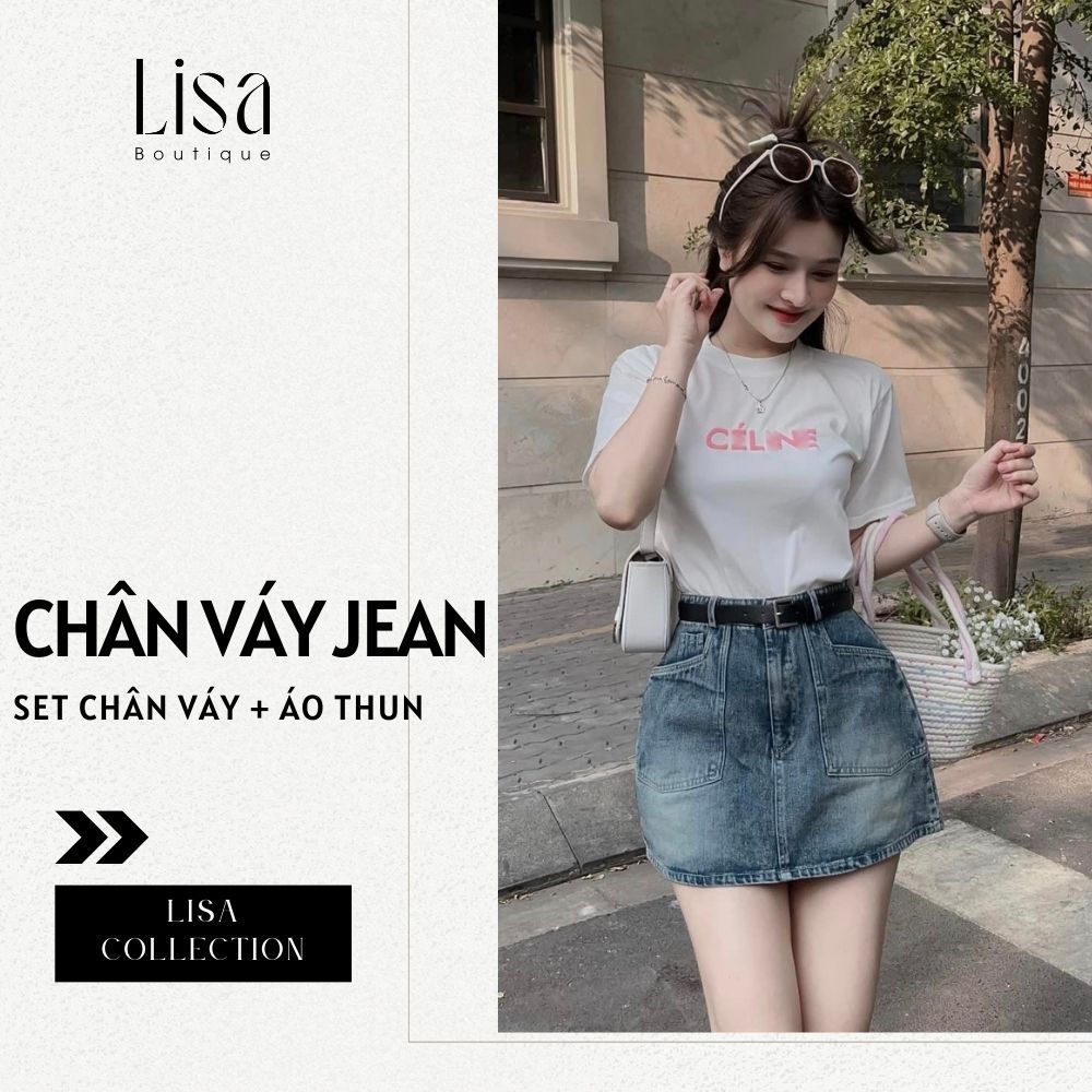 Chân váy bò nữ ngắn dáng chữ A CV68, Chân váy jean ngắn nữ phong cách Hàn Quốc có quần bảo hộ trong Lisa Boutique