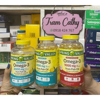 Dầu cá Spring Valley Omega-3 2000mg 180 viên/ 180 viên 1000mg