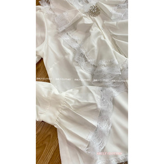 [SMILY] M187 Áo sơ mi lụa ren đính đá