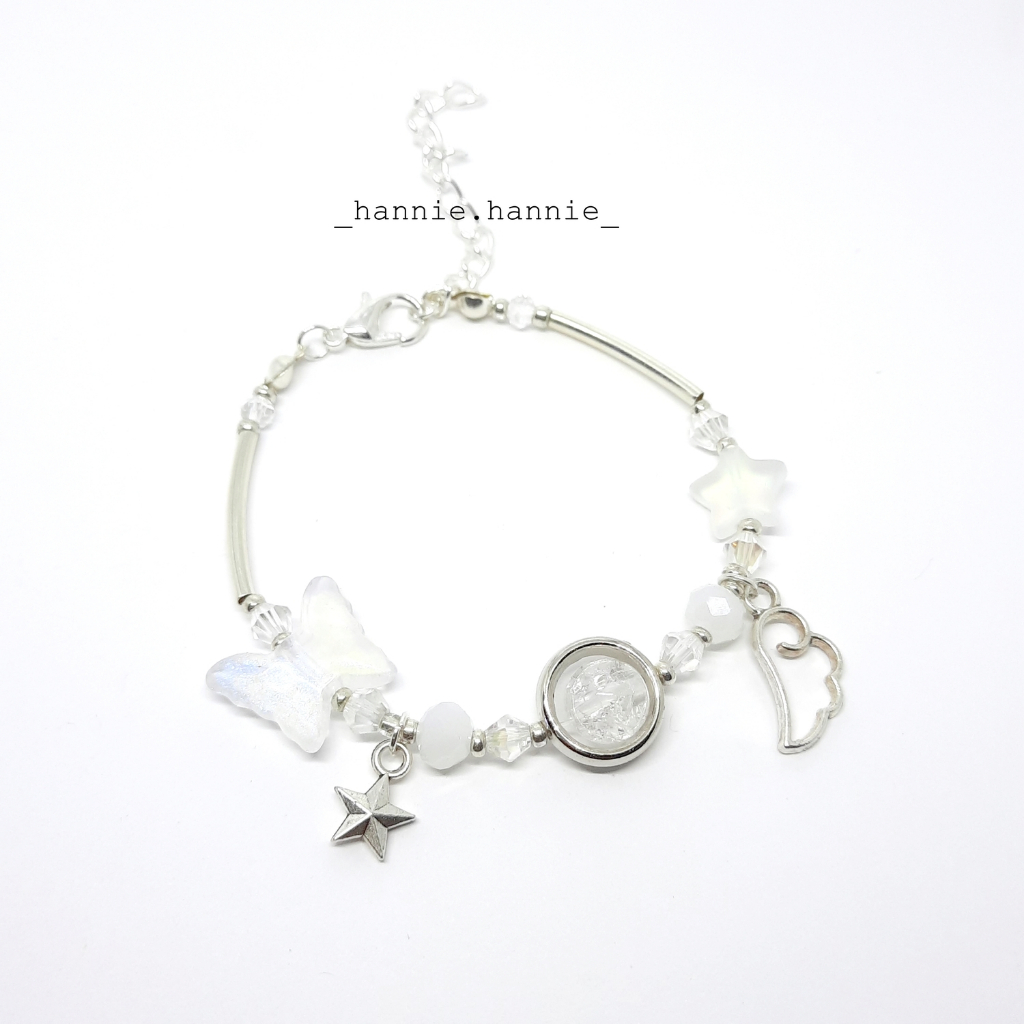 Lenora - Vòng tay charm kim loại mix đá tuyết y2k handmade khoá thép không gỉ