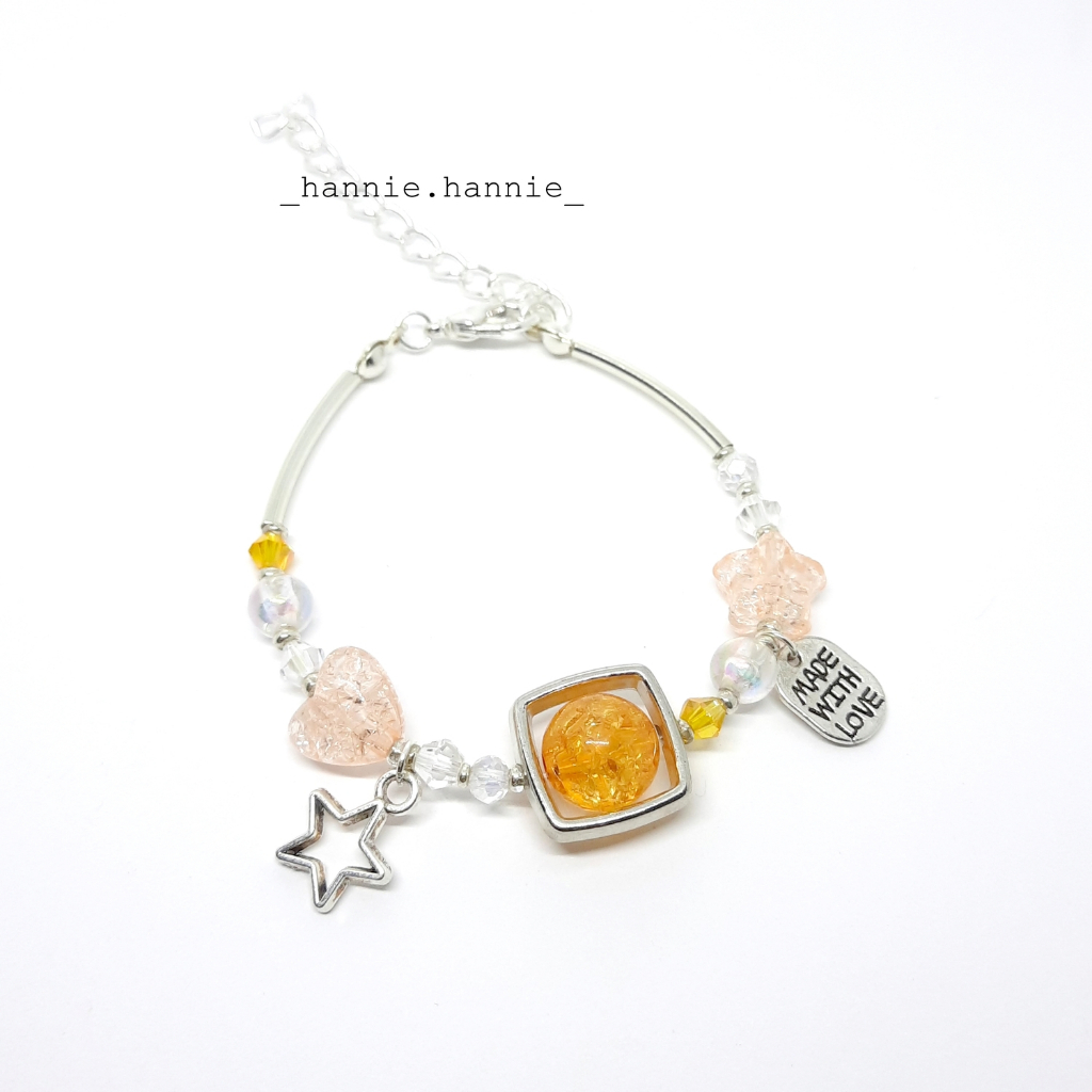 Lenora - Vòng tay charm kim loại mix đá tuyết y2k handmade khoá thép không gỉ