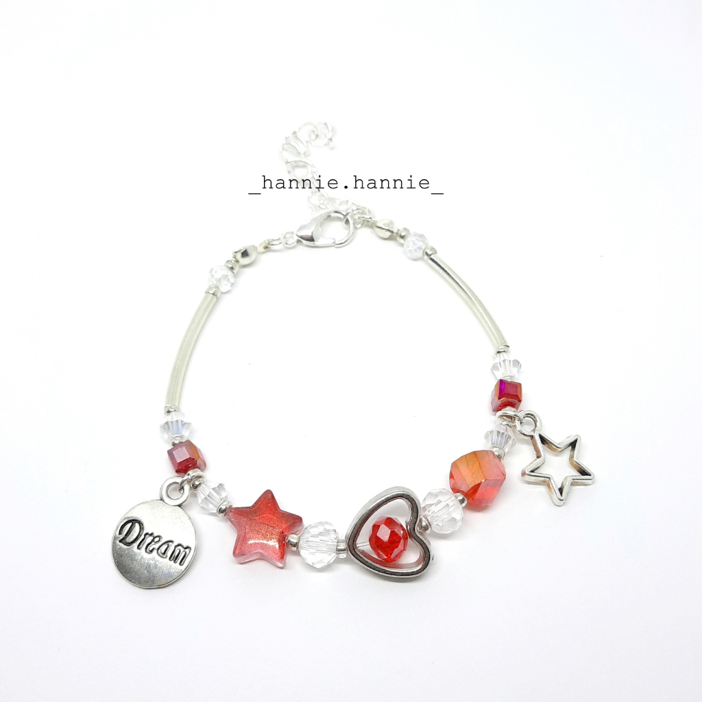 Lenora - Vòng tay charm kim loại mix đá tuyết y2k handmade khoá thép không gỉ