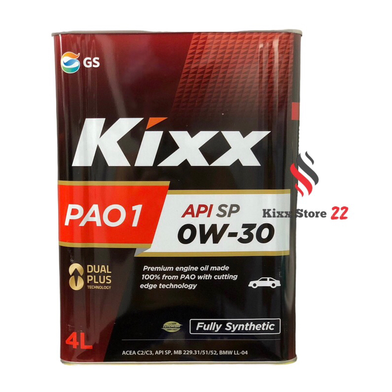 Kixx PAO 1 SN 0W30 (Can thiếc 4L) - Dầu động cơ cao cấp 100% từ Poly-alpha-olefin (PAO) bằng công nghệ tiên tiến nhất