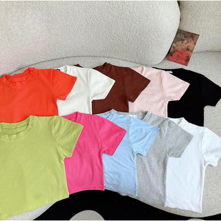 Áo Croptop Cổ Tròn Tay Ngắn Kiểu Dáng Basic Dễ Phối Đồ