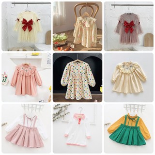 23036 váy dày tay bé gái in hoa hồng pháp ngọt ngào, duyên dáng của Dudu cream