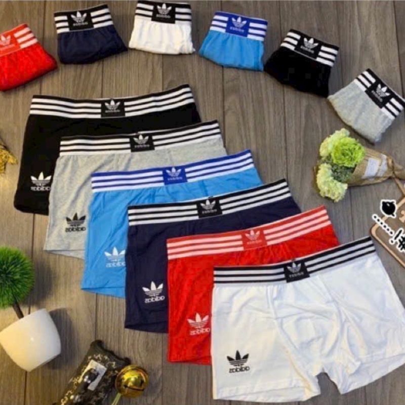 Quần Boxer Nam Adidas | Combo 5 - 7 - 10 Quần Vải Thun Lạnh Co Giãn 4 Chiều Cực Mát