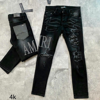 Quần jean skinny amiri nam likeauth wash đen chữ thêu da chữ đùi vá da cứng hót tren 2024