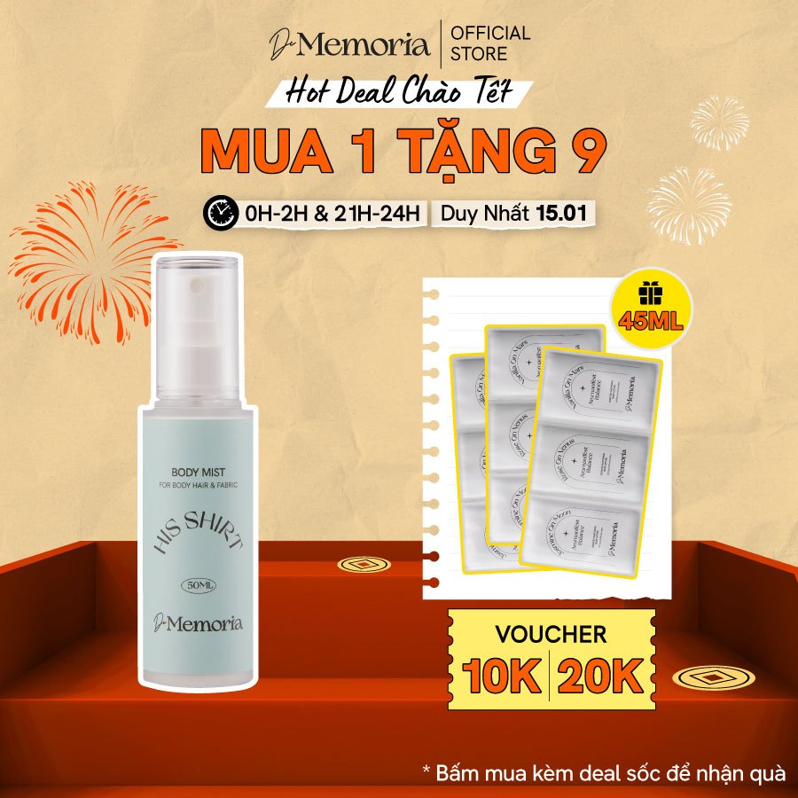 Body Mist Không Cồn De Memoria Hương Hoa Thanh Lịch Quyến Rũ Trưởng Thành  - His Shirt #04 BST Cảm Xúc Chân Thật