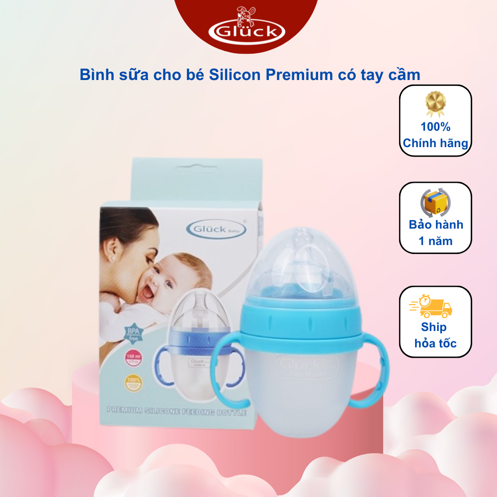 Bình sữa cho bé chất liệu Silicon Premium có tay cầm