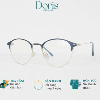 Gọng Kính Cận Tròn Nửa Viền Thời Trang Dành Cho Nữ Đen Vàng DORISEYEWEAR