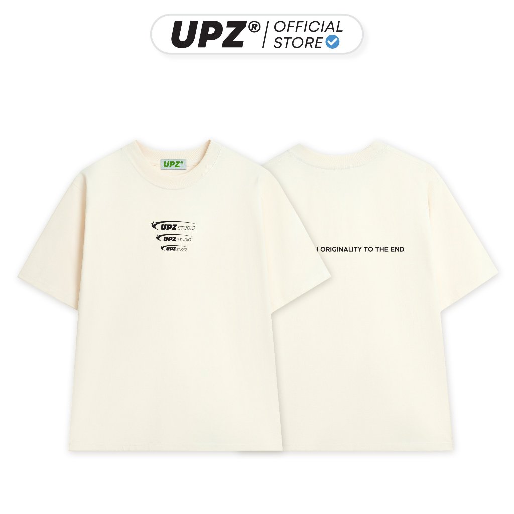 UPZ Áo Thun Cotton Unisex Logo UPZSTUDIO 3 Dòng