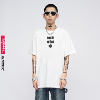 Áo thun form rộng WOSHEE áo phông rộng vải dày thấm hút áo thun unisex NGƯỜI HƯỚNG NỘI hài hước áo thun nữ HH042