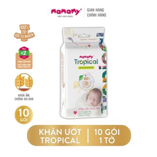  Lốc 10 gói khăn ướt Mamamy Tropical mini 1 tờ/gói